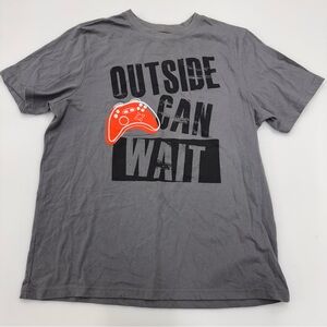 “Outside Can Wait” Video Game Boys Graphic T-Shirt Short Sleeve Size XL 14-16